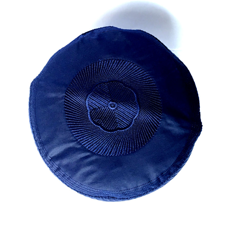 Navy Blue Cloth Contrasting Bokies Prayer Cap / Namaz Topi